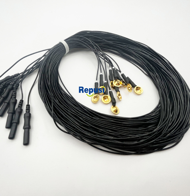 Électrodes EEG à coupe réutilisables avec plaque dorée et câble de 3 m