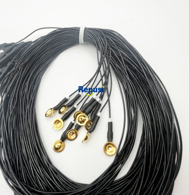 Électrodes EEG à coupe réutilisables avec plaque dorée et câble de 3 m