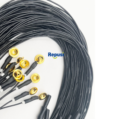 Électrodes EEG à coupe réutilisables avec plaque dorée et câble de 3 m